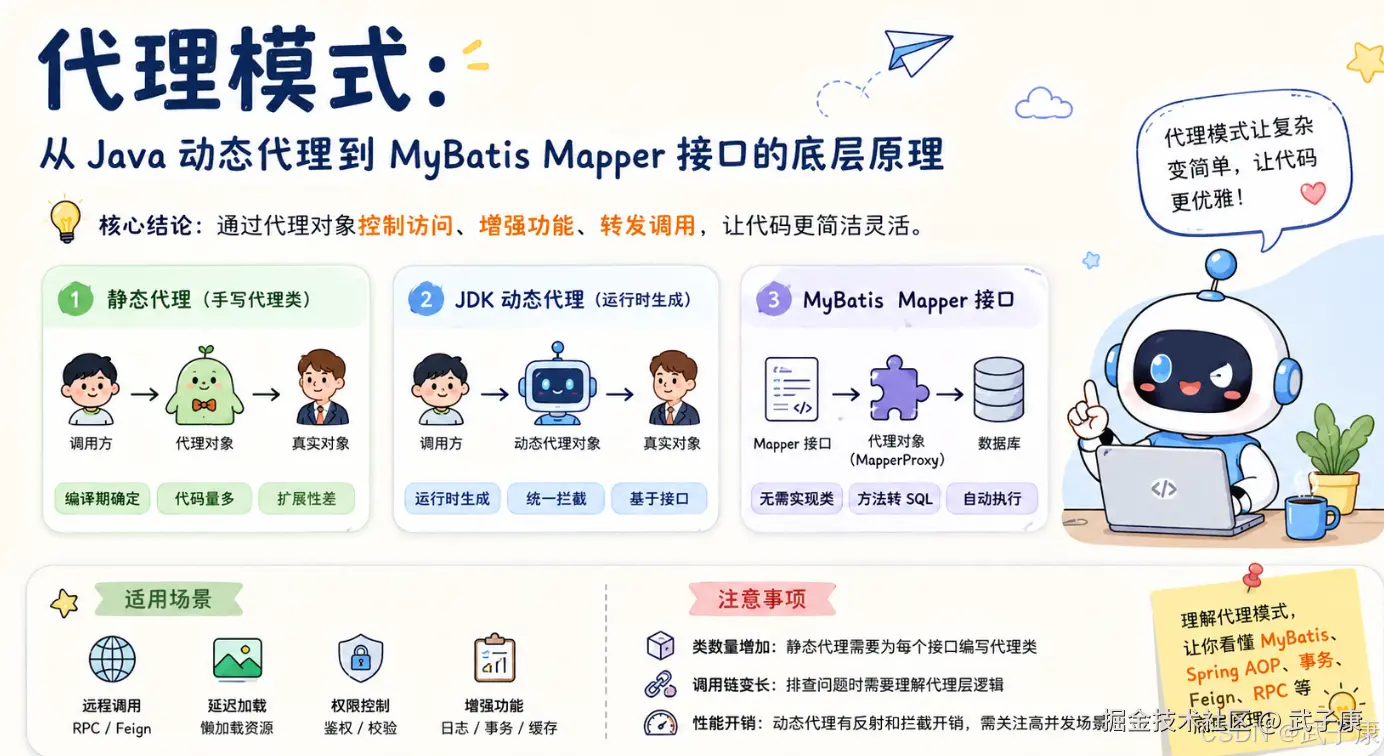 代理模式：从 Java 动态代理到 MyBatis Mapper 接口的底层原理