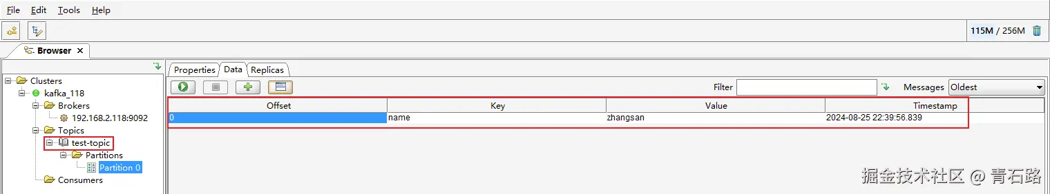 创建test_topic并发送一条消息