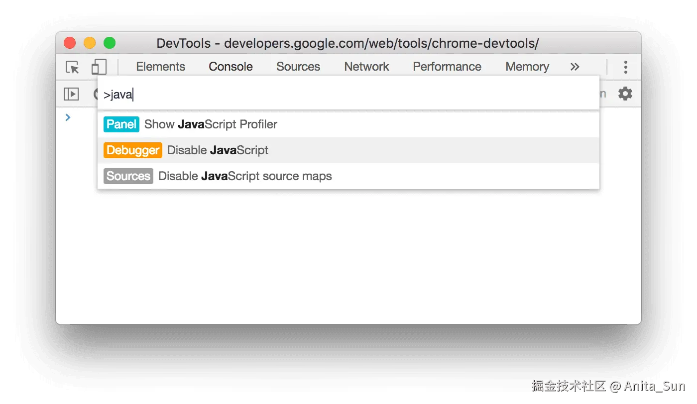 在命令菜单中选择“停用 JavaScript”。