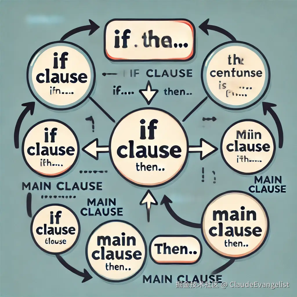 DALL·E 2024-08-24 17.54.50 - A simplified educational illustration explaining conditional sentences in English grammar. The diagram should be split into two parts_ one labeled 'If.webp