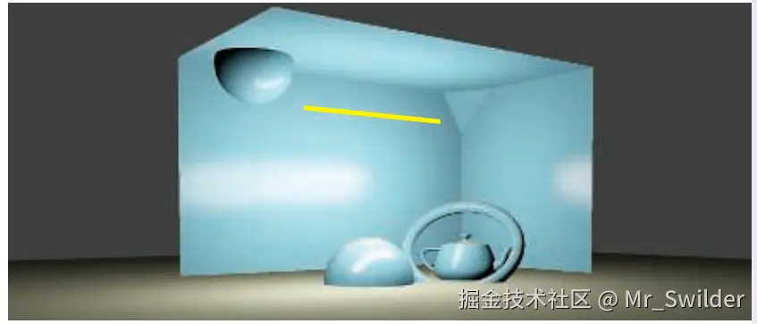 图10.12：一个管状光源。使用了代表性点方法来计算图像中的光照效果。 [807]