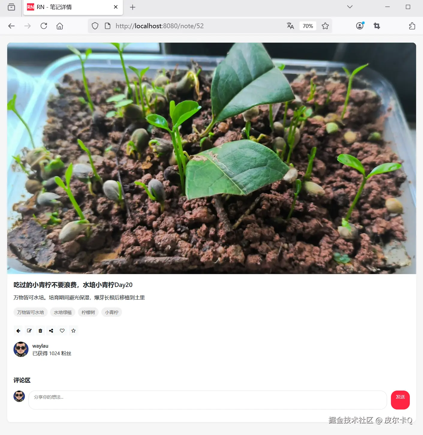图9-2 自己的视角的笔记详情界面效果