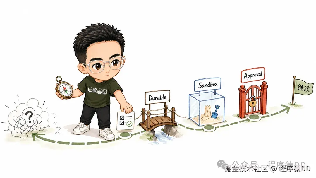 Durable、Sandbox 与 Approval 组成安全路径