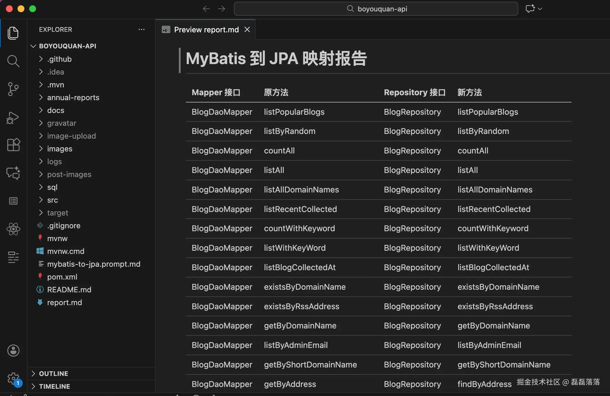 MyBatis 到 JPA 的转换报告