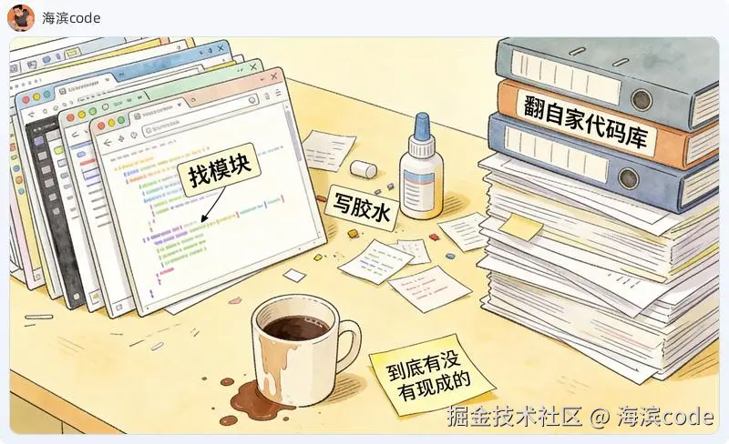 找模块、写胶水、翻自家代码库