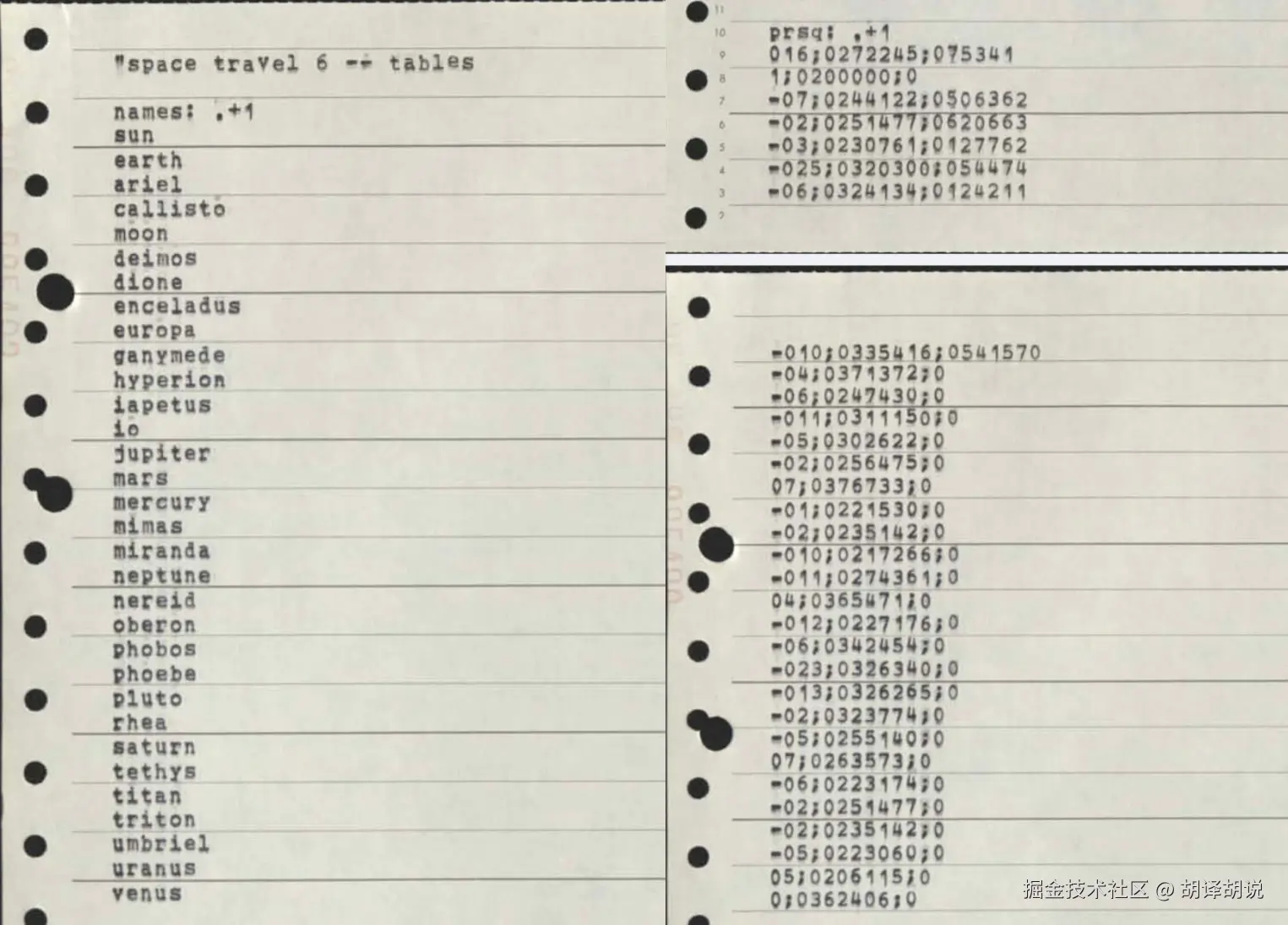 PDP-7版《太空旅行》的代码片段