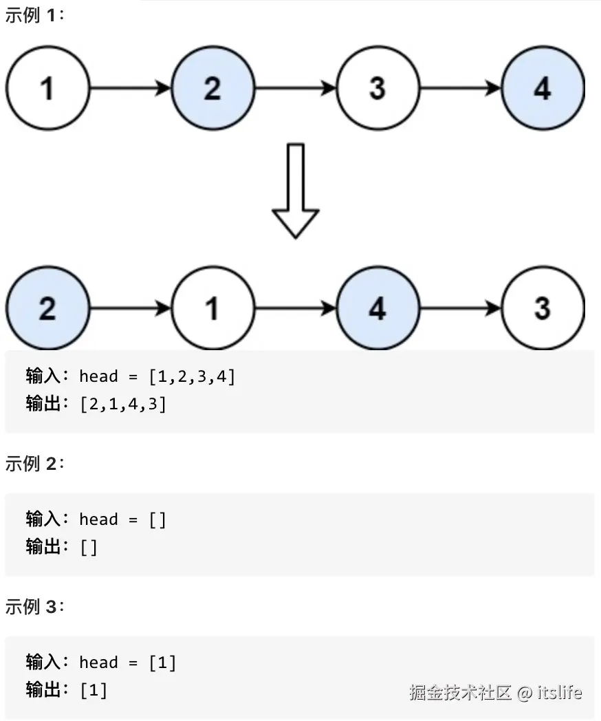24.两两交换链表中的节点-题意