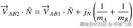 {\overrightarrow{V}}_{A B2}\cdot \hat{N}={\overrightarrow{V}}_{A B1}\cdot \hat{N}+{j}_N\left(\frac{1}{m_A}+\frac{1}{m_B}\right)