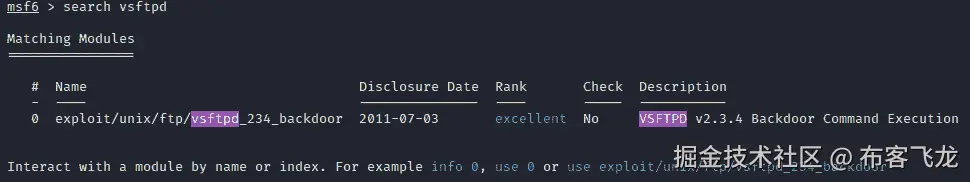 图 15.15 – 在 Metasploit 上利用 vsftpd 漏洞