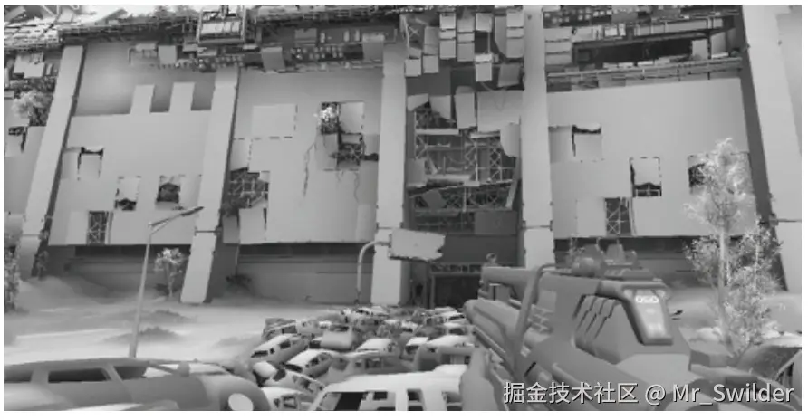 图11.11：《命运》在间接光照计算中使用基于预计算的环境光遮蔽。该方案同时运行在了两种不同的硬件世代，兼顾了高质量和高性能。