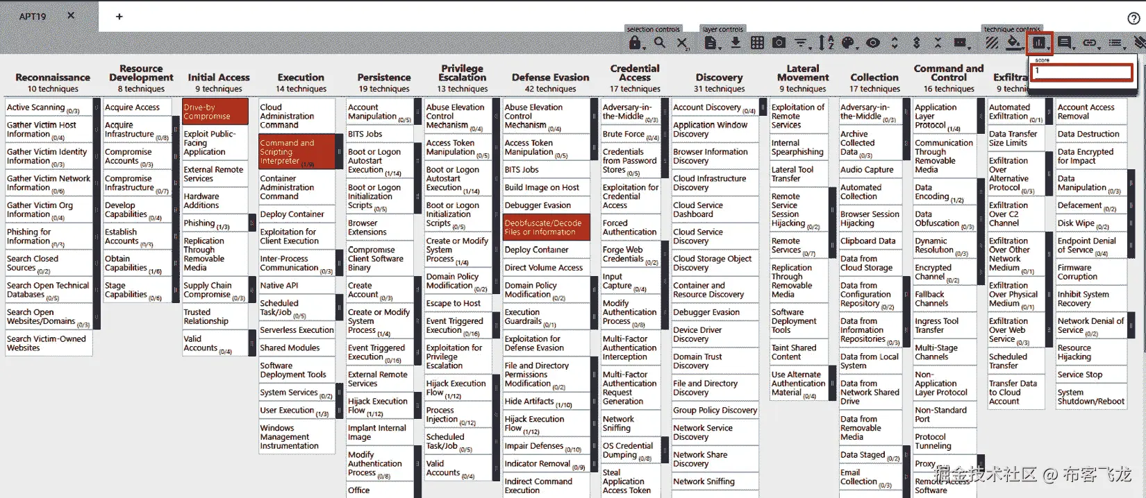 图 6.20 – 为 APT19 技术设置评分