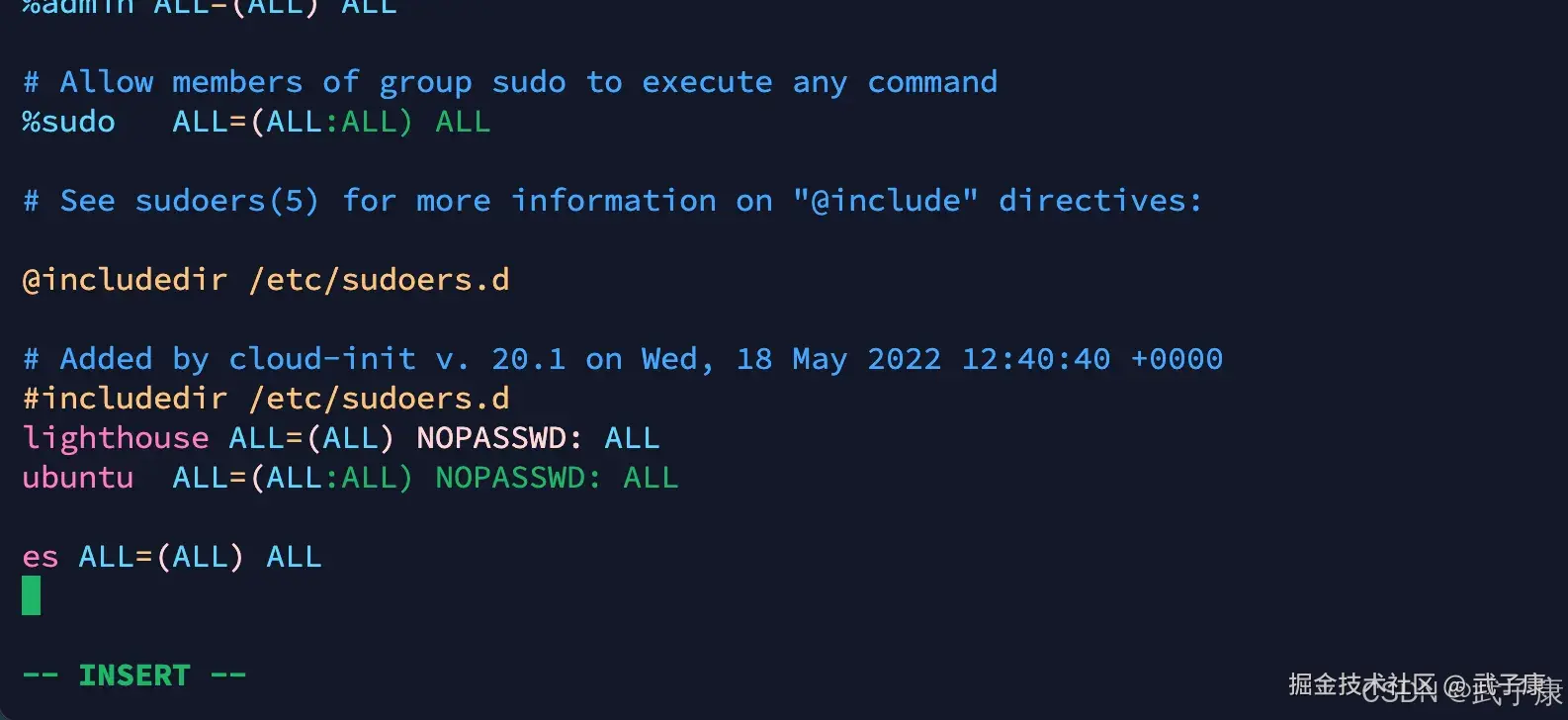 sudo权限设置给es