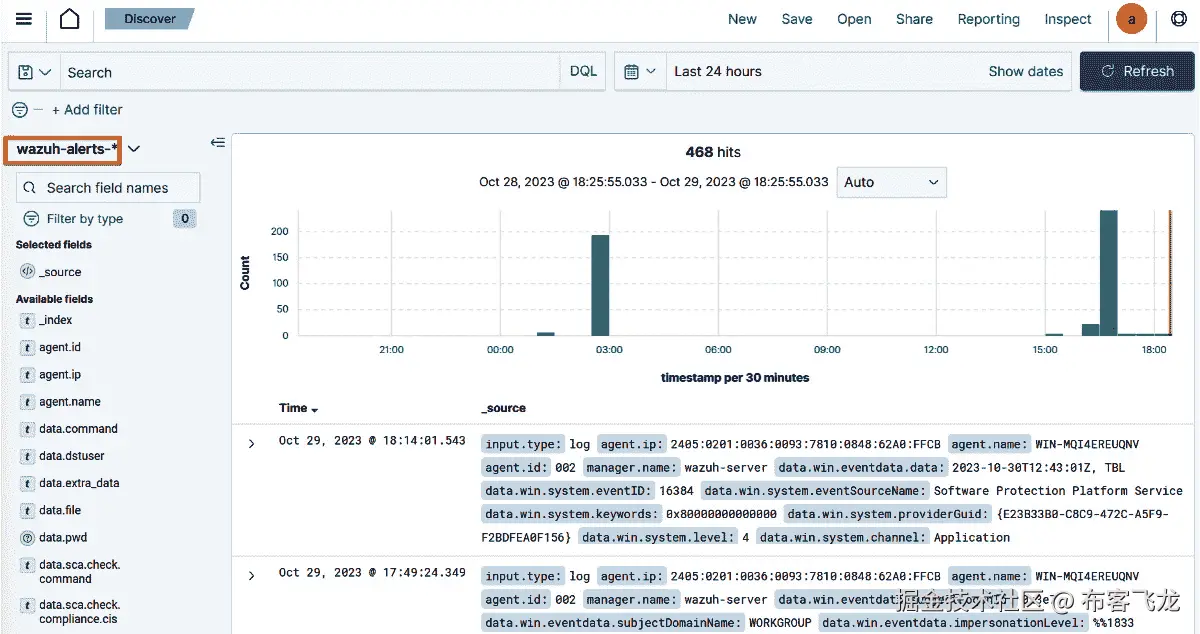 图 6.2 – wazuh-alerts 索引