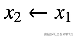 $$ {x}_2\leftarrow {x}_1 $$