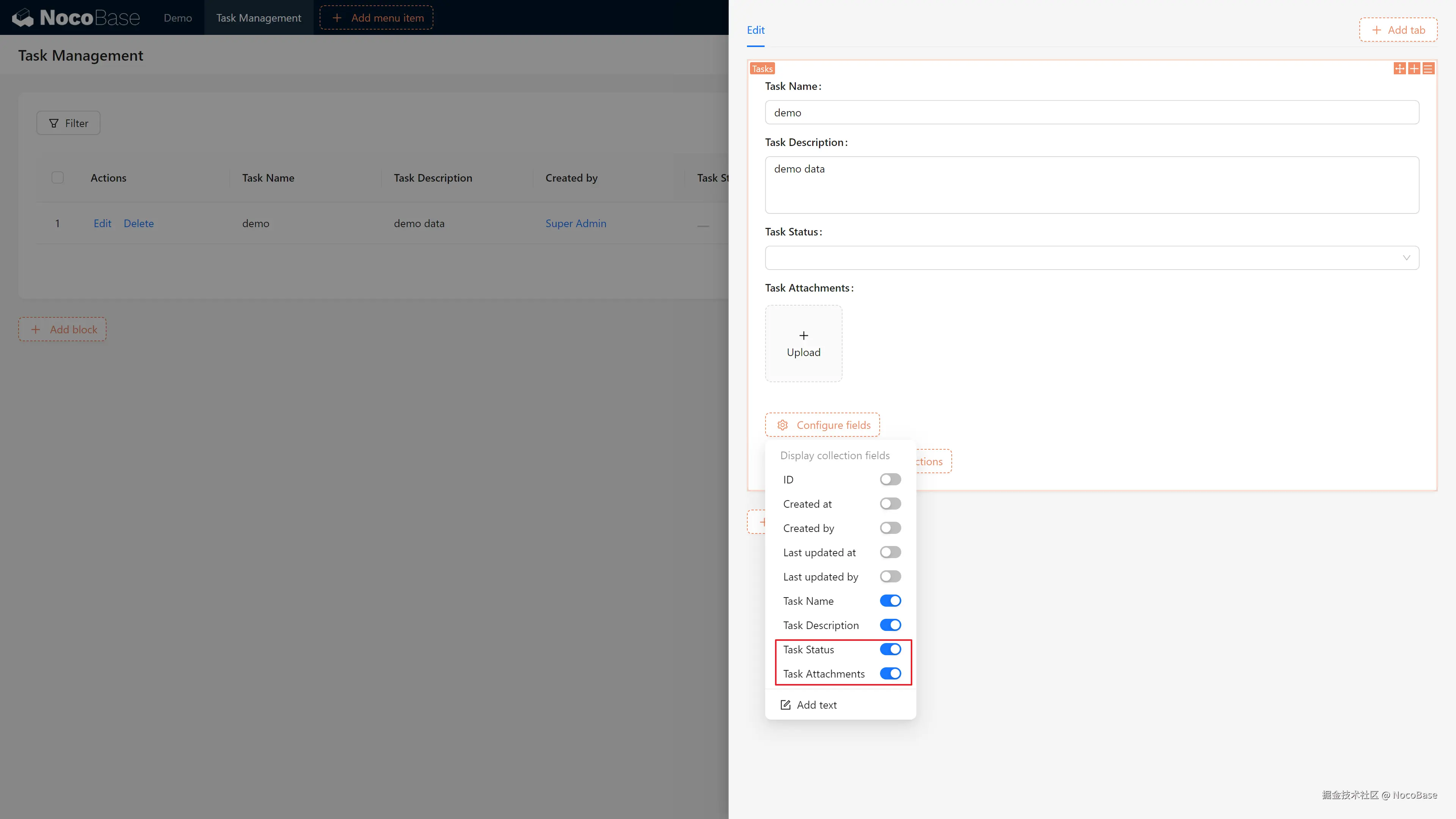 表单中显示字段