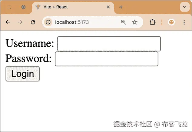 图 3.4 – 我们博客应用的第一组件：带有用户名和密码的登录