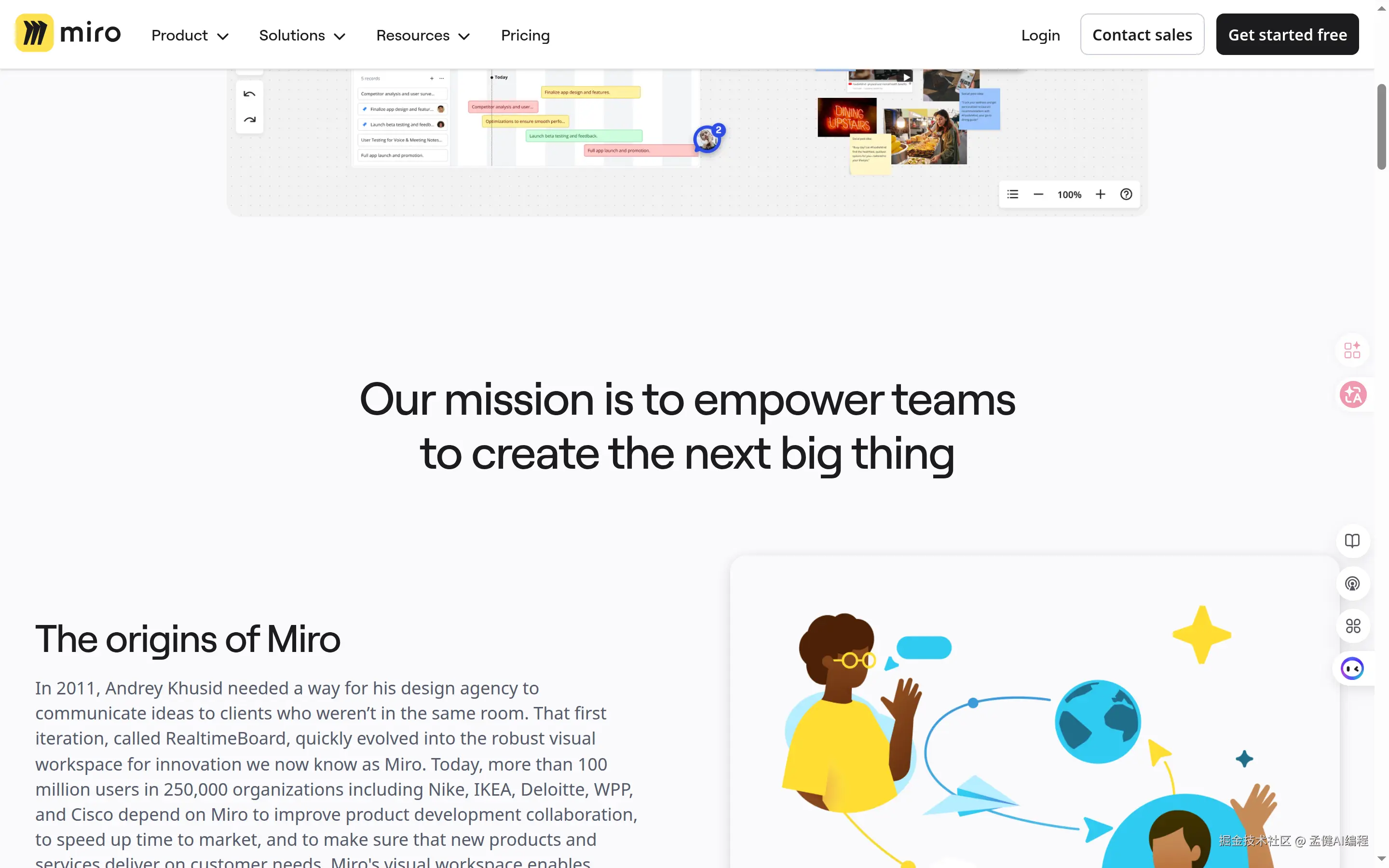 Miro About：100M+ users，250,000 organizations