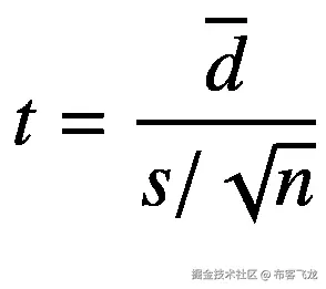t=\frac{\overline{d}}{s/\sqrt{n}}