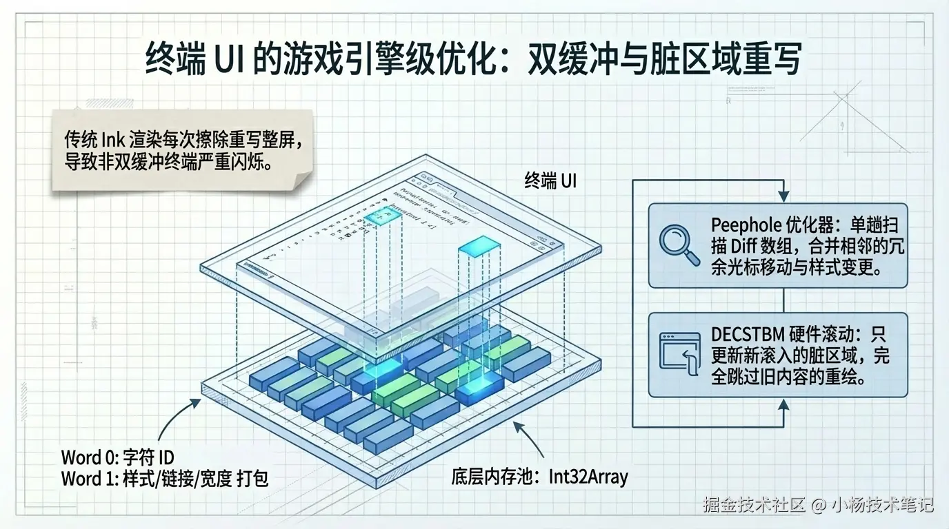 终端渲染引擎：游戏引擎级的双缓冲优化