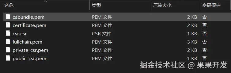 证书文件列表
