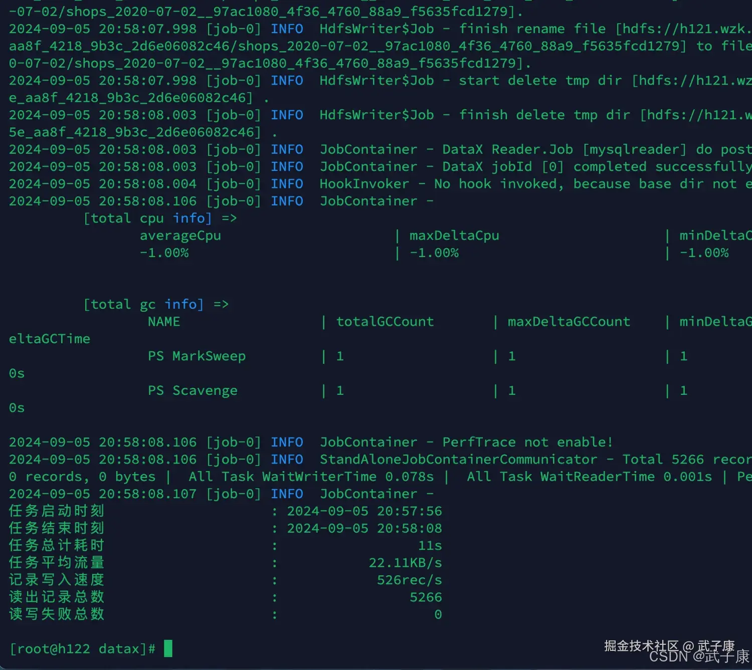 离线数仓 DataX 的执行结果