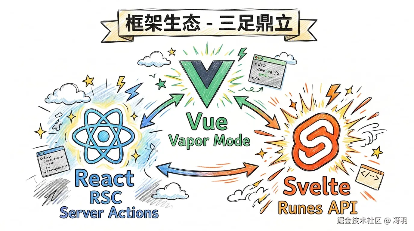 框架生态 - React/Vue/Svelte
