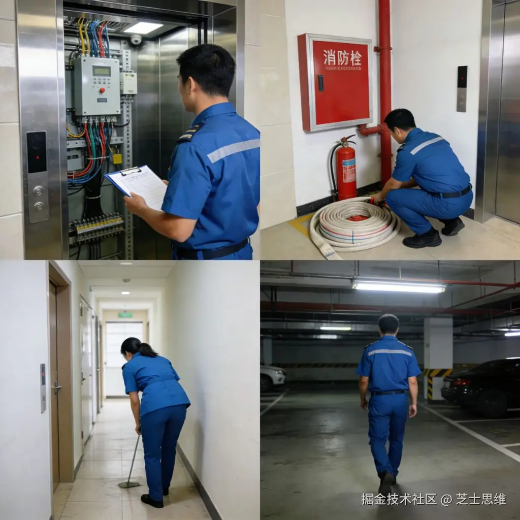 物业巡检拍照打卡常见场景电梯消防楼道车库工作记录