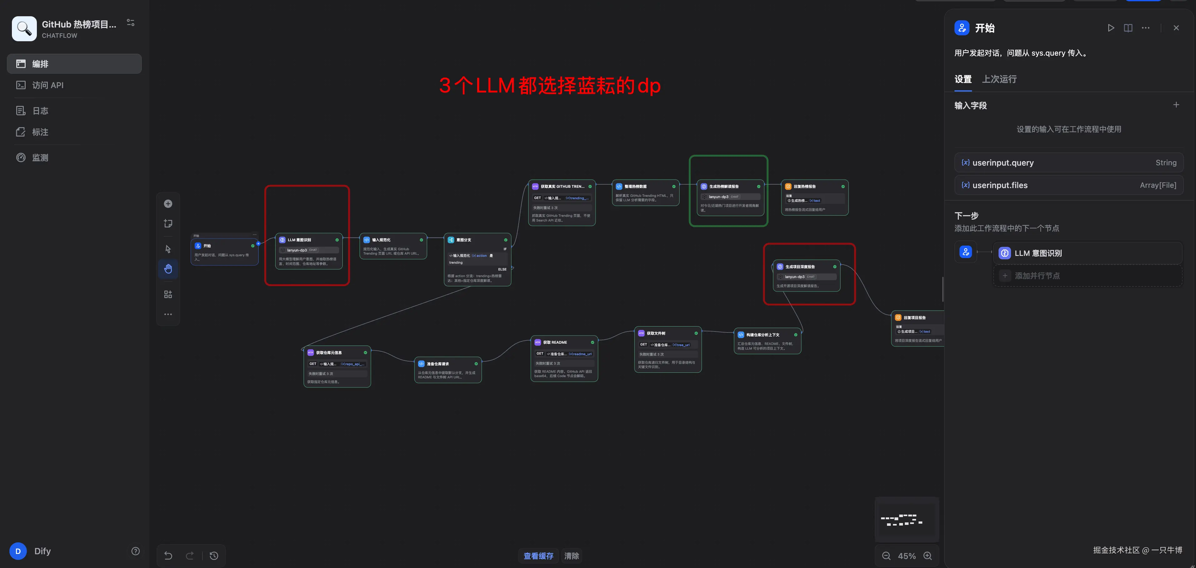 Three LLM Nodes in Dify Chatflow Uniformly Using Lanyun Model