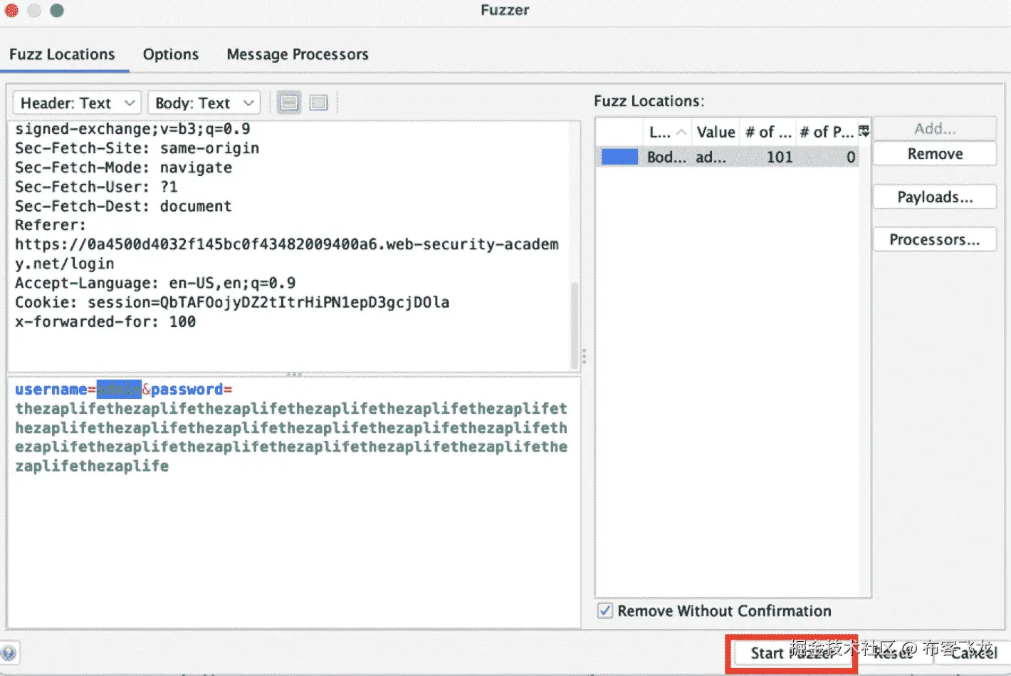 图 8.14 – 启动已添加的有效负载 Fuzzer