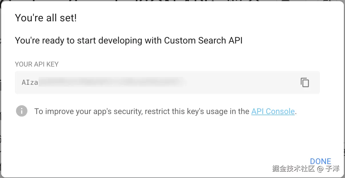 复制 API Key