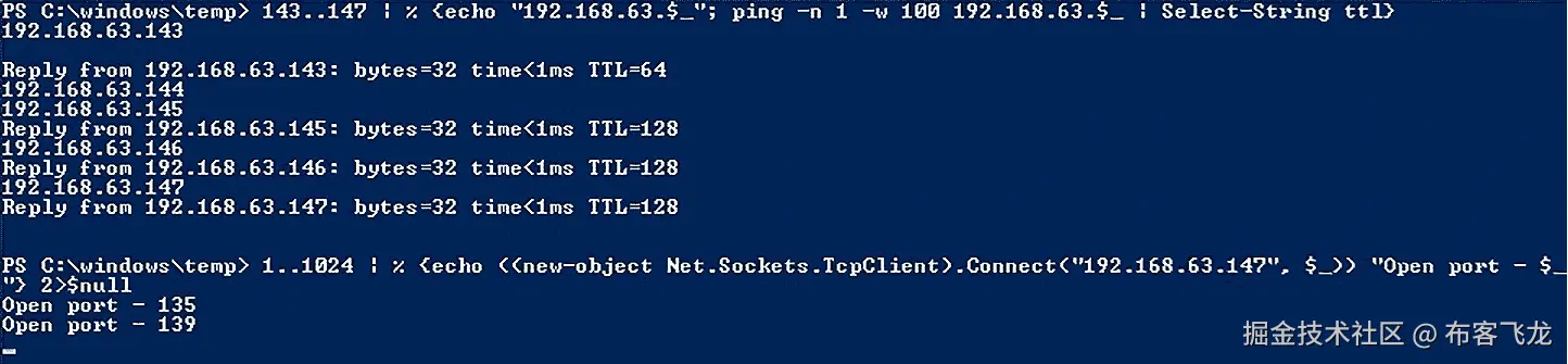 图 9.8 – PowerShell 端口扫描