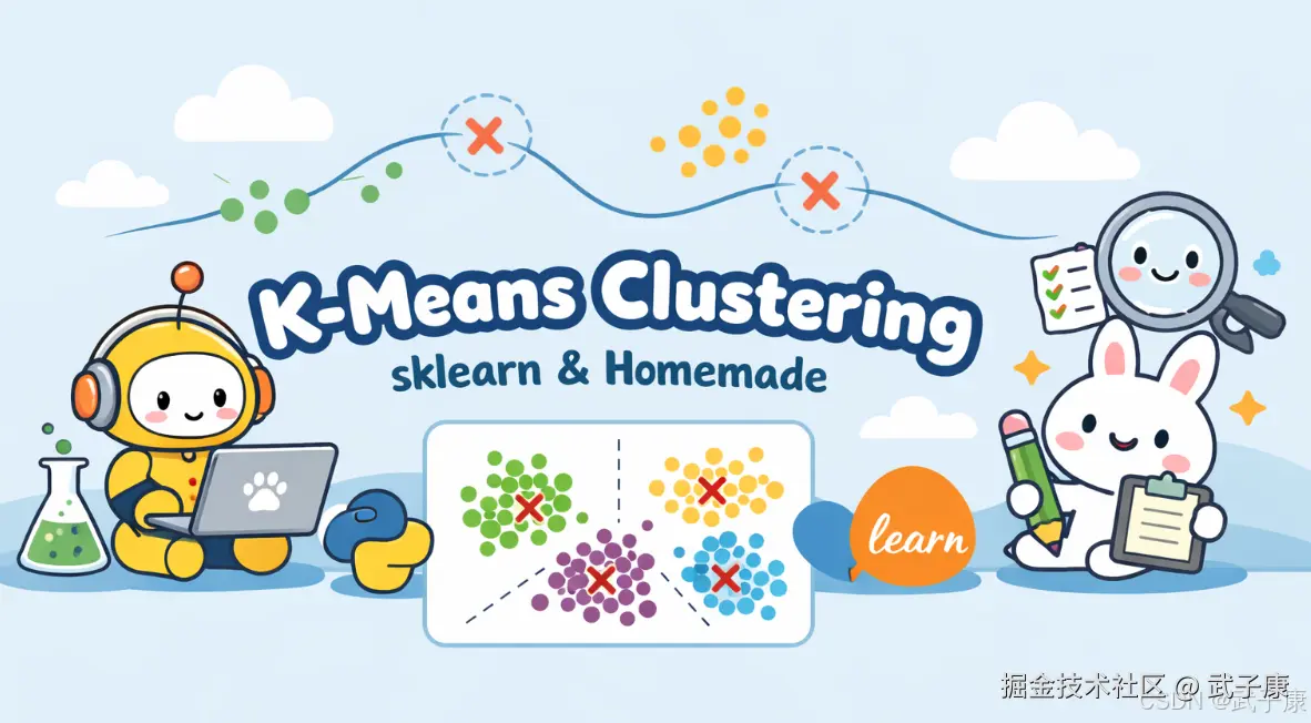 大数据-214 K-Means 聚类实战：自写算法验证 + sklearn KMeans 参数/labels_/fit_predict 速通