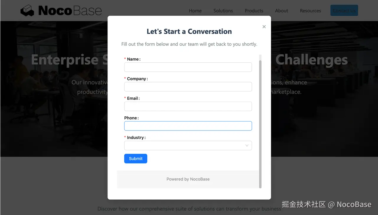 Embedding NocoBase Forms into Popups