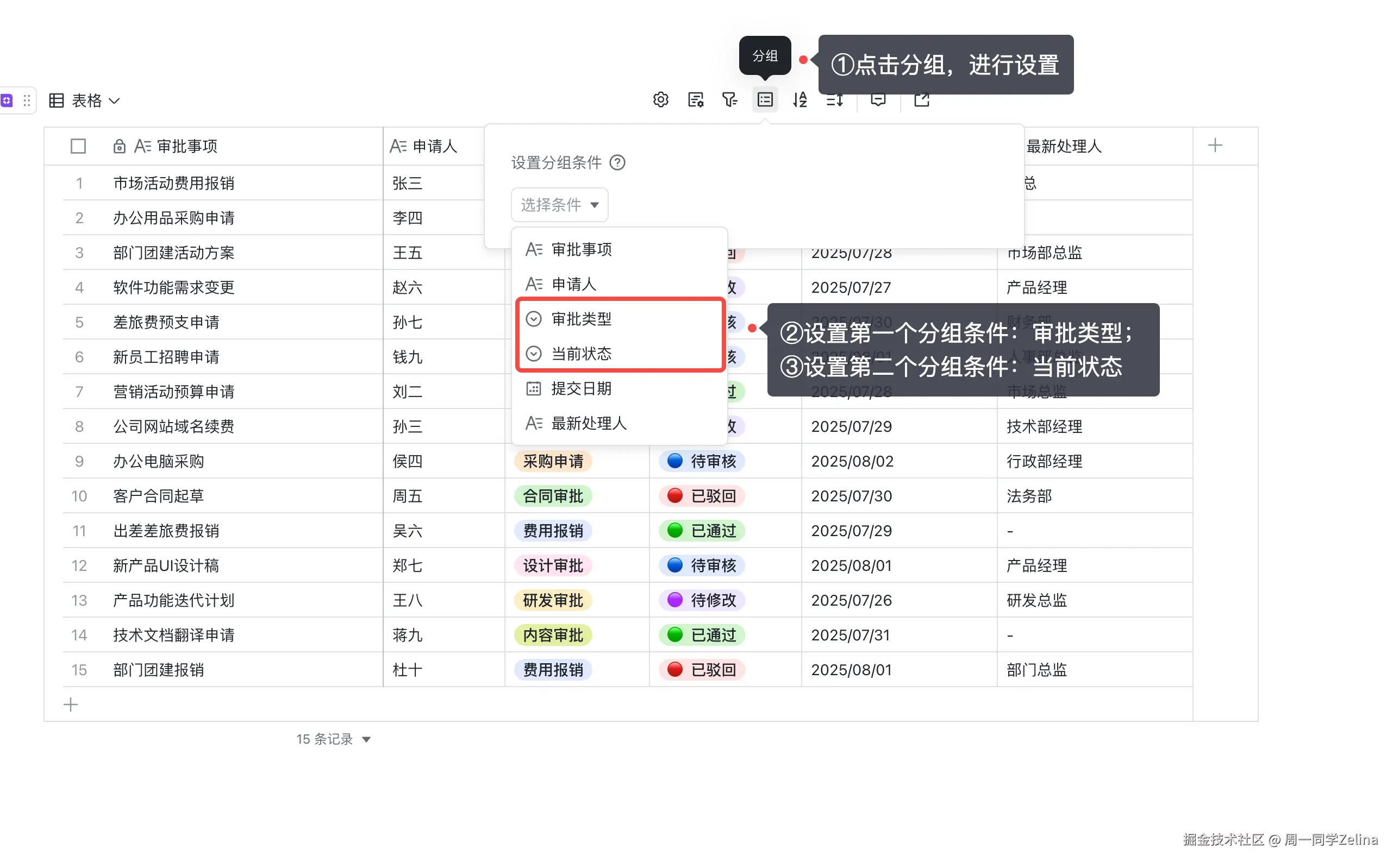 审批流程-对数据进行分组