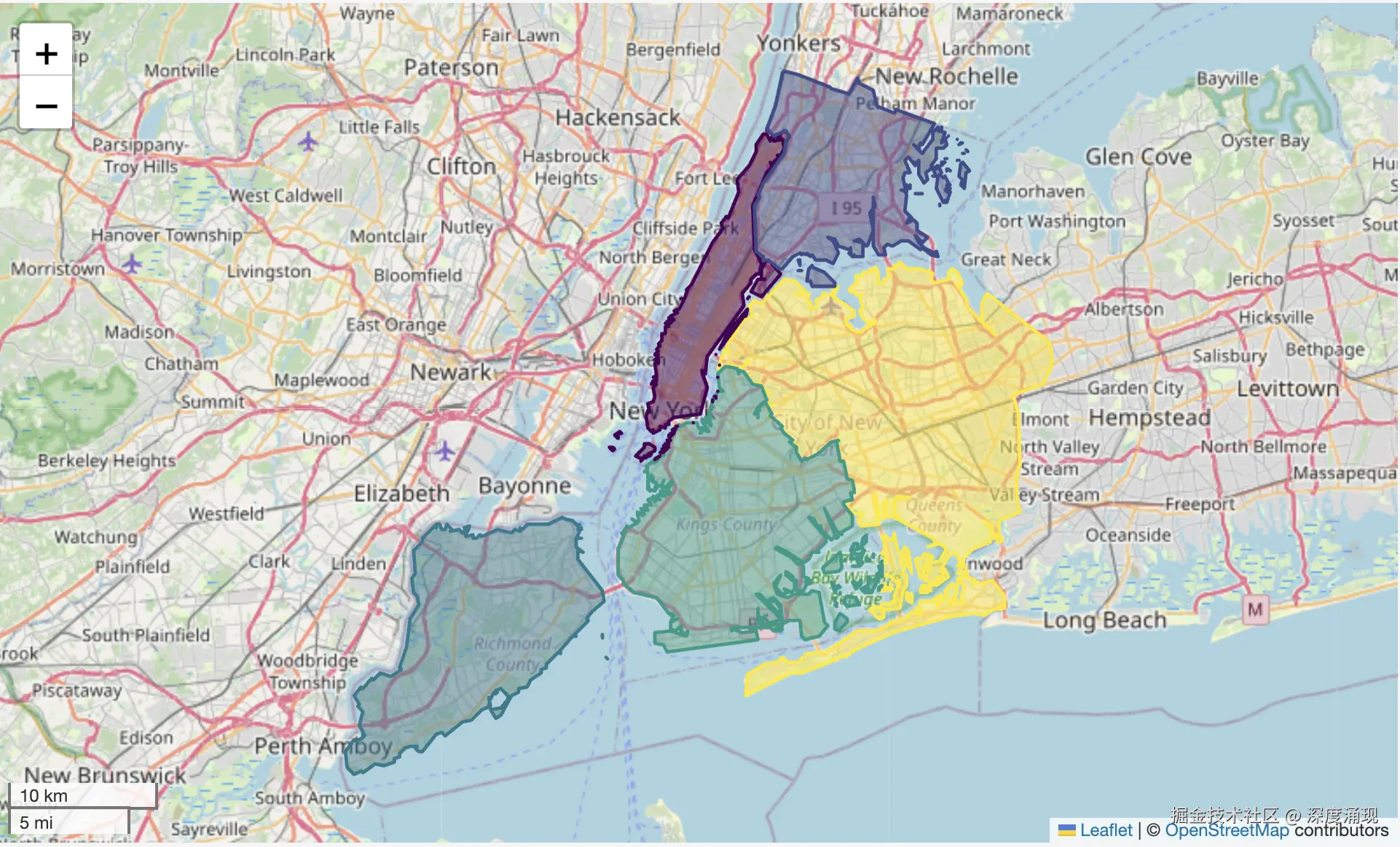 GeoPandas .explore() Method on nybb Dataset