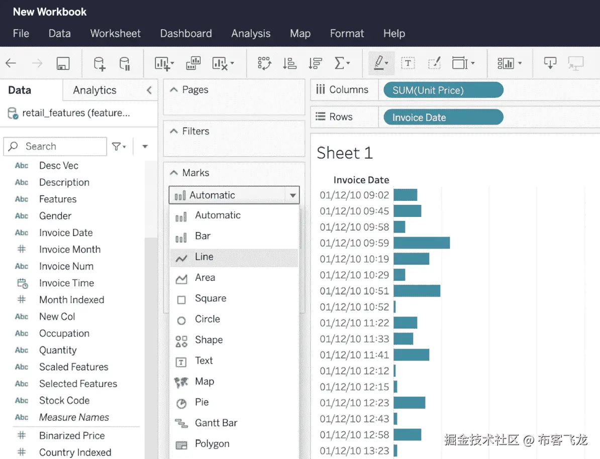 图 13.13 – Tableau Online 工作表与可视化