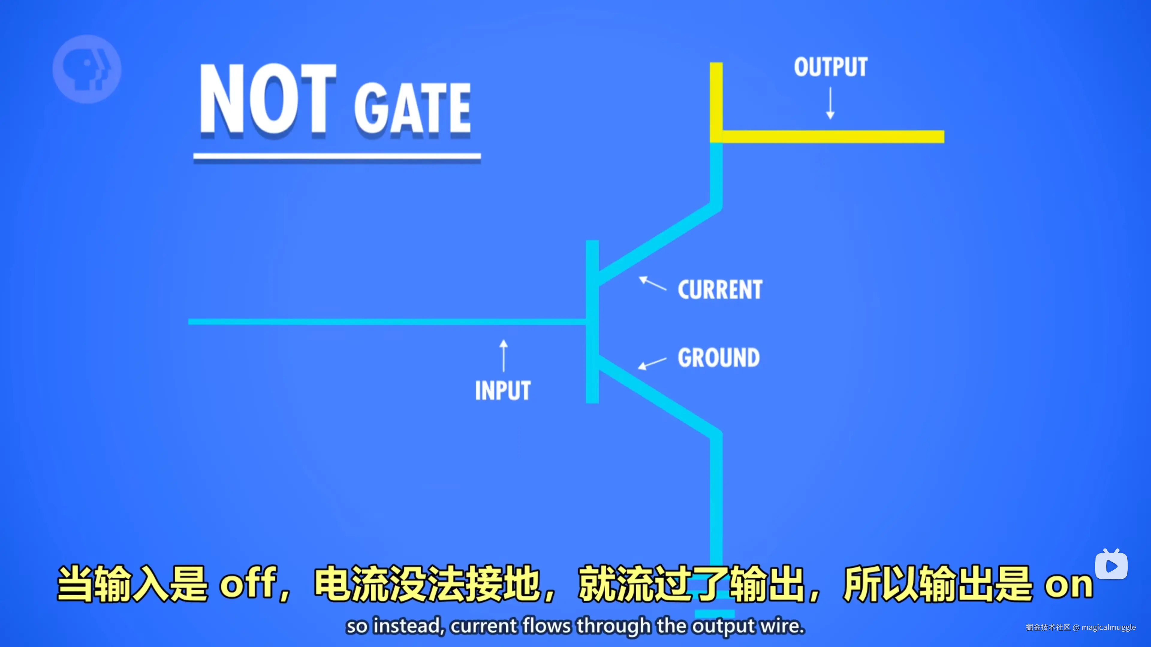 用晶体管构建的 NOT 门