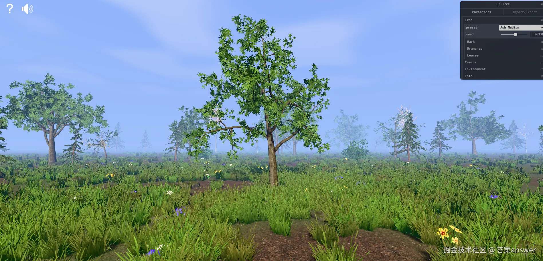 一个超级真实的Three.js树🌲生成器插件