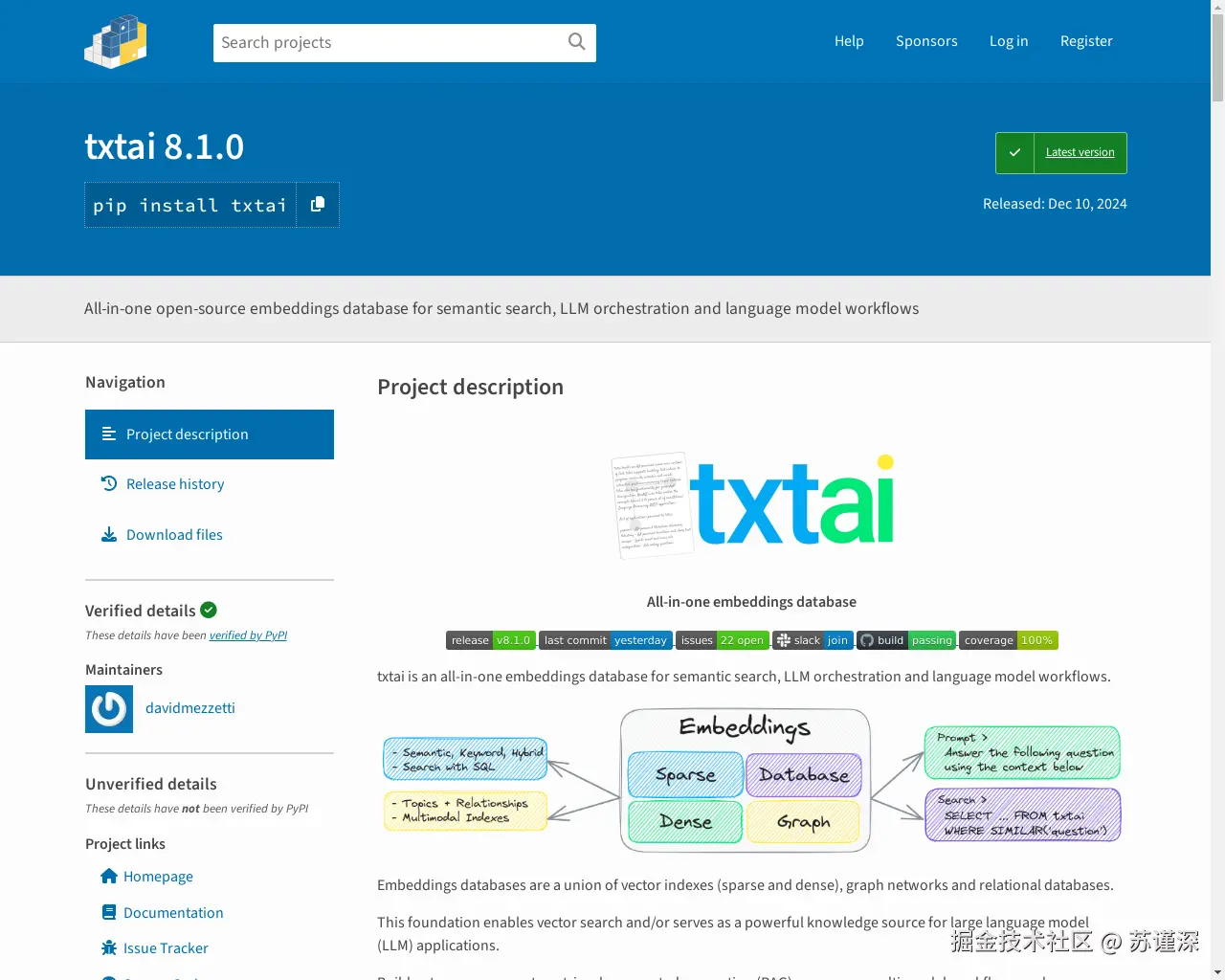 Show HN: txtai 8.1：Docling 集成与 Postgres/pgvector 模式持久化 - 项目截图
