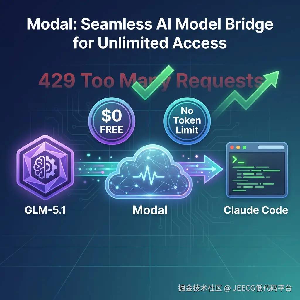 Modal 把 GLM-5.1 桥接到 Claude Code：零成本、不限 Token、绕开 429 限流