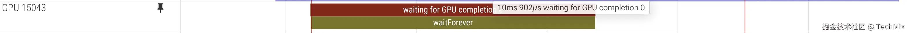GPU线程的waiting for GPU completion id的trace截图