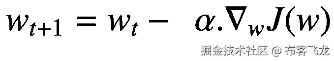 {w}_{t+1}={w}_t-\kern0.5em \alpha .{\nabla}_wJ(w)