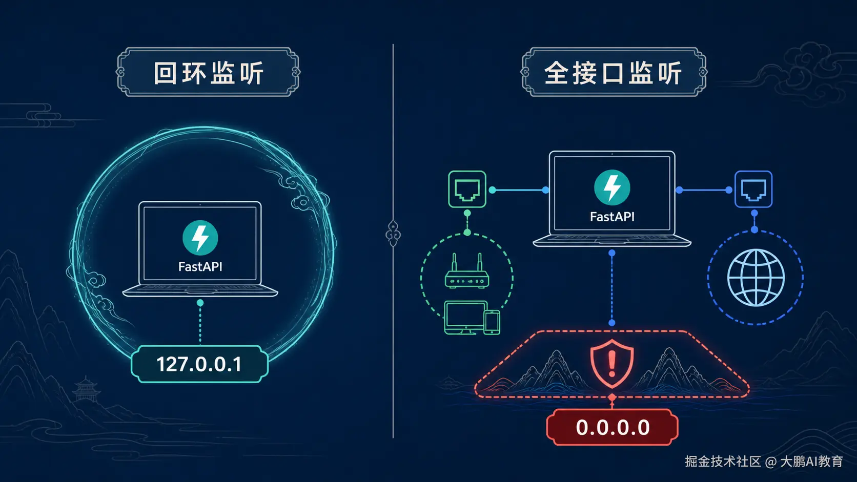 回环监听与全接口监听