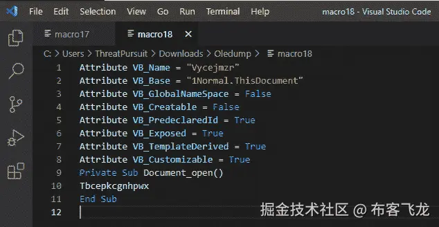 图 15.3 – Oledump.py 宏识别