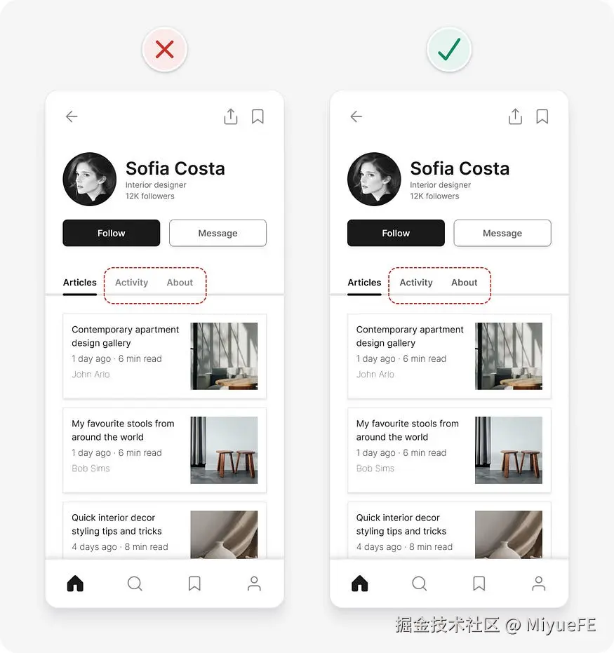 UI design tips example increasing text contrast to at least 4.5:1 to ensure it’s accessible