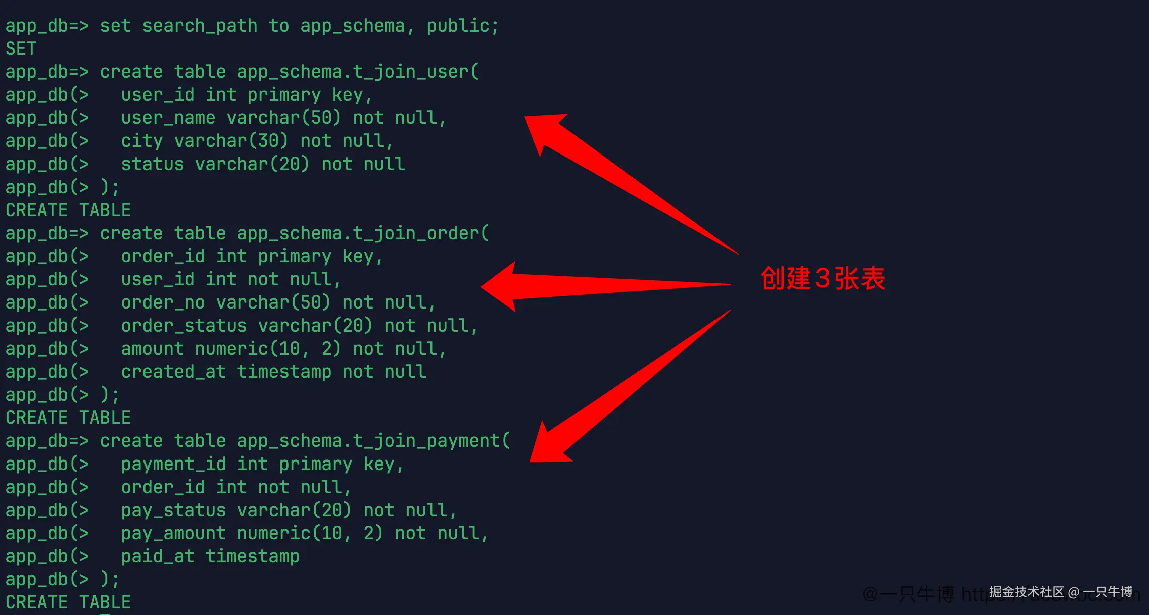 Creating three JOIN test tables