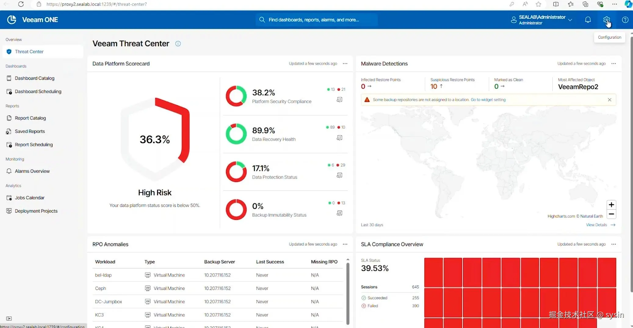 Veeam One V13 after login