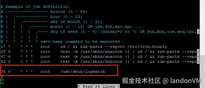 设置 Logwatch cron 作业