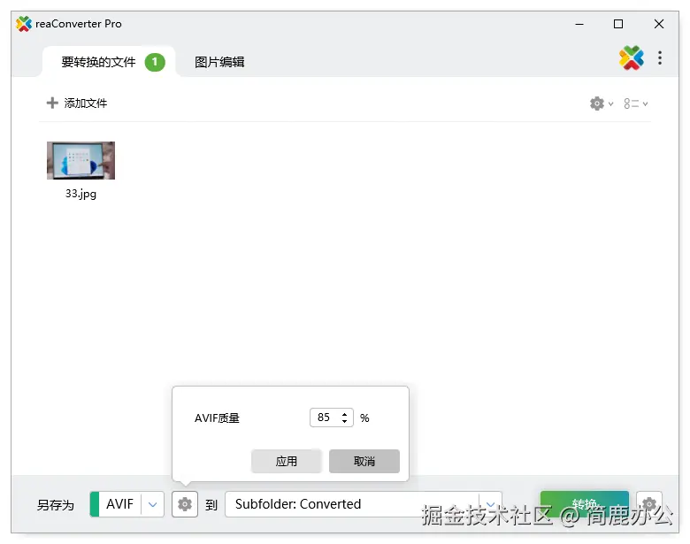 设置 AVIF 输出格式