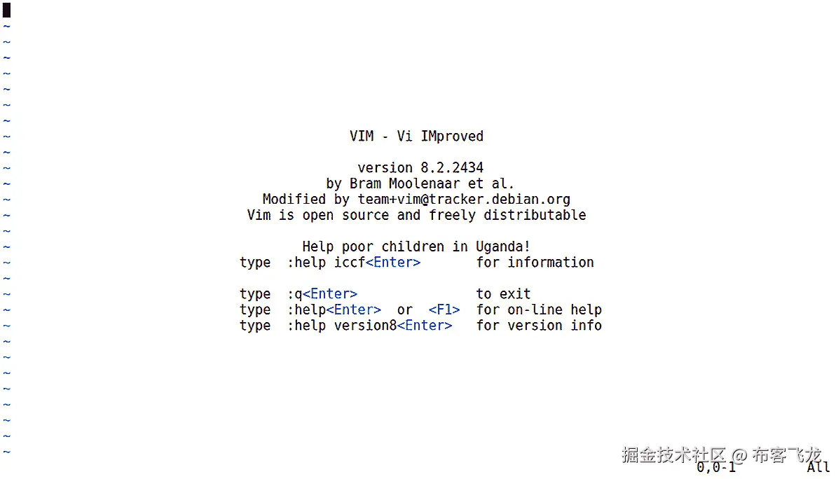 图 8.2 – Vim 启动屏幕